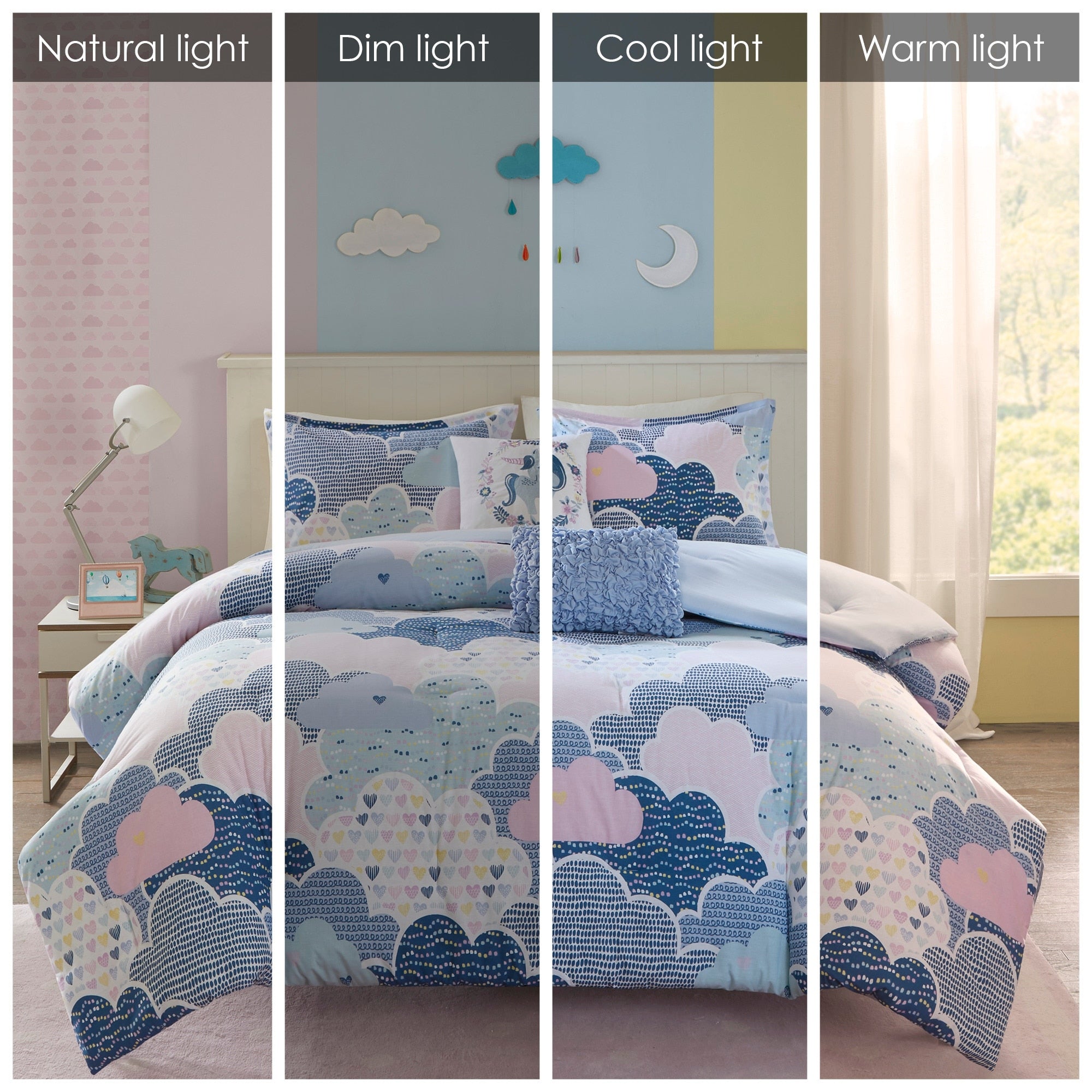 Parure de lit imprimée en coton bleu « Intelligent Design Kids Bliss »