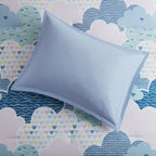 Parure de lit imprimée en coton bleu « Intelligent Design Kids Bliss »