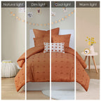 Parure de lit en jacquard de coton et de maïs au design intelligent avec taies d'oreiller et coussins décoratifs