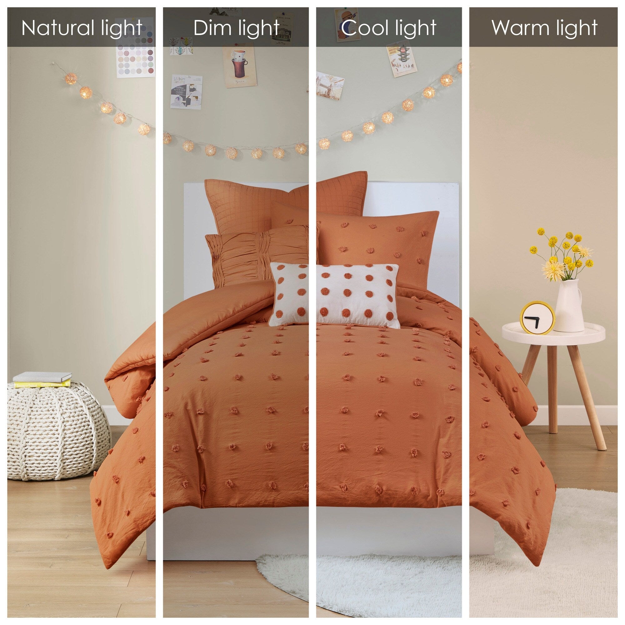 Parure de lit en jacquard de coton et de maïs au design intelligent avec taies d'oreiller et coussins décoratifs