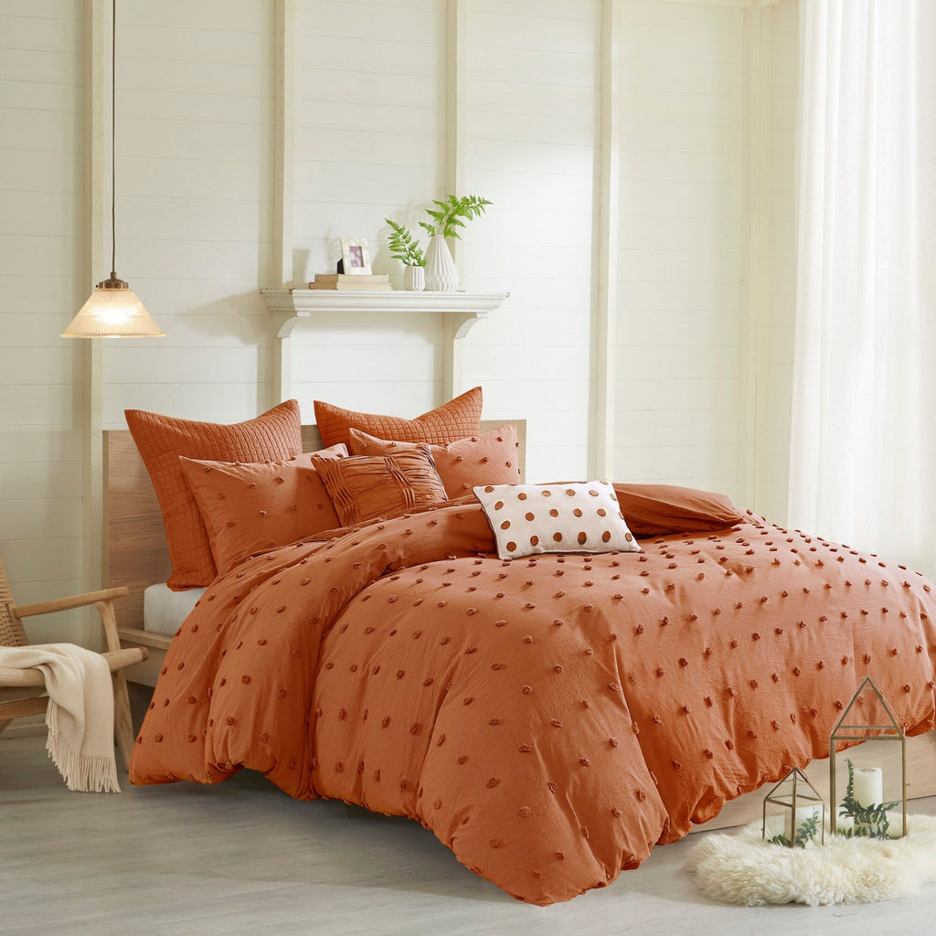 Parure de lit en jacquard de coton et de maïs au design intelligent avec taies d'oreiller et coussins décoratifs