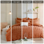 Parure de lit en jacquard de coton et de maïs au design intelligent avec taies d'oreiller et coussins décoratifs