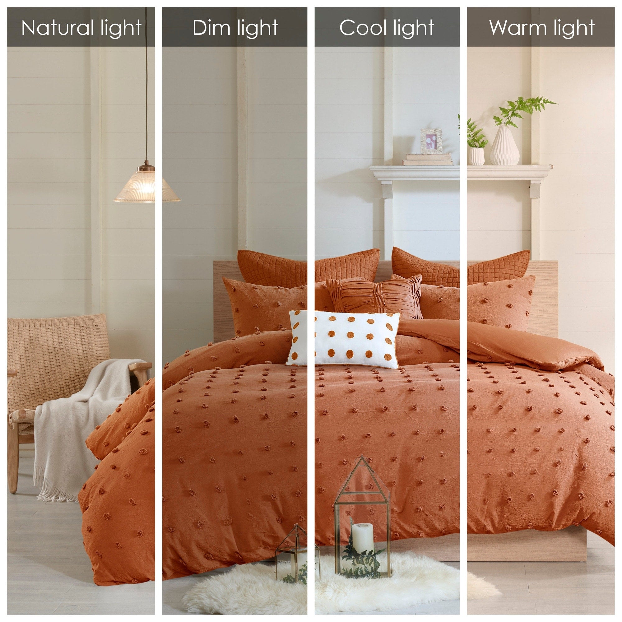 Parure de lit en jacquard de coton et de maïs au design intelligent avec taies d'oreiller et coussins décoratifs