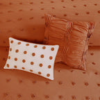 Parure de lit en jacquard de coton et de maïs au design intelligent avec taies d'oreiller et coussins décoratifs