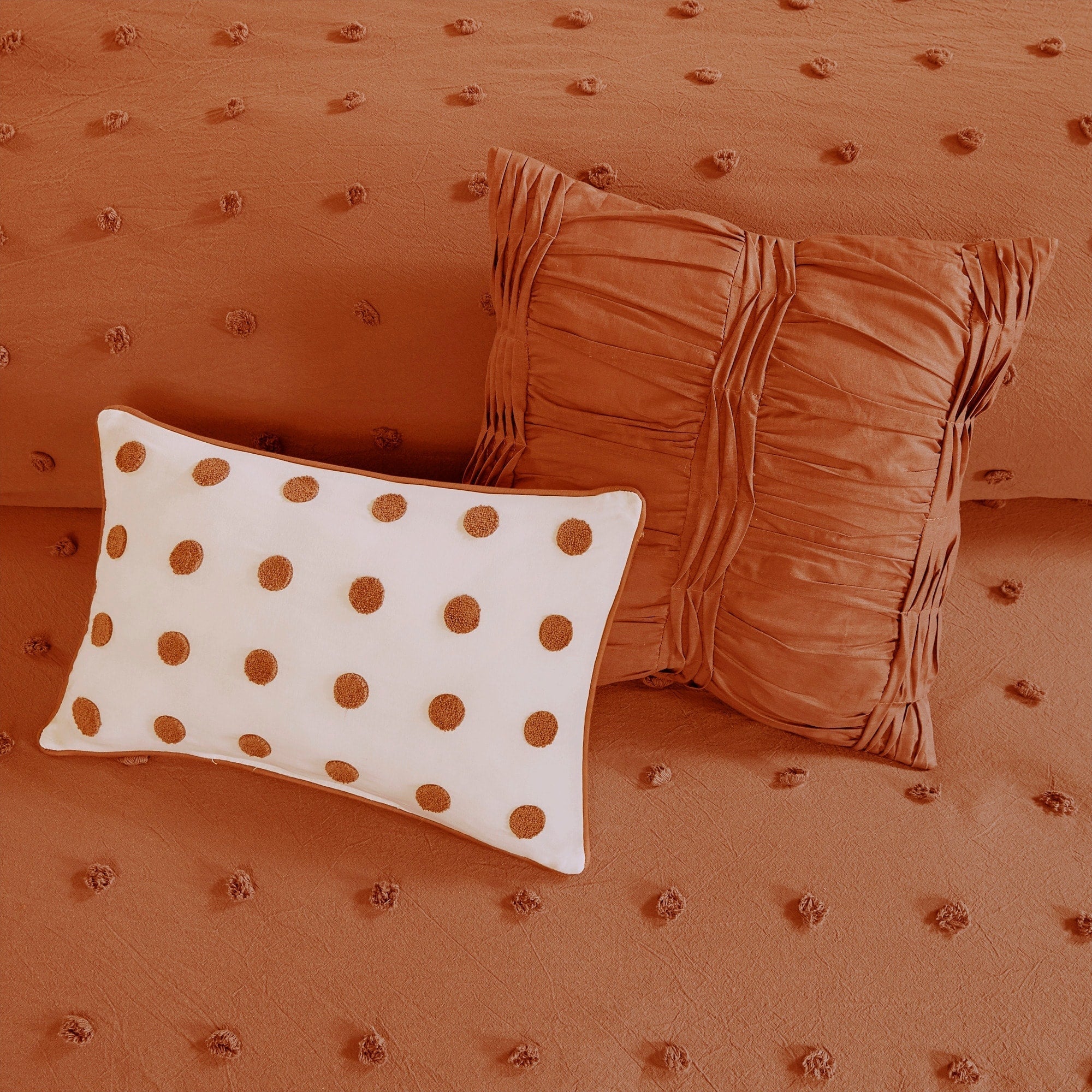 Parure de lit en jacquard de coton et de maïs au design intelligent avec taies d'oreiller et coussins décoratifs