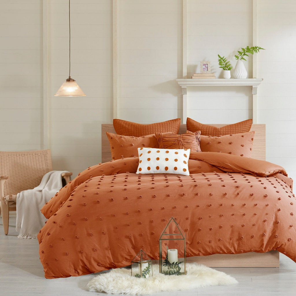 Parure de lit en jacquard de coton et de maïs au design intelligent avec taies d'oreiller et coussins décoratifs