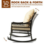 Ensemble de 3 chaises à bascule et table basse en rotin pour patio extérieur VEIKOUS avec coussins et oreillers