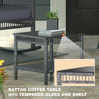 Ensemble de 3 chaises à bascule et table basse en rotin pour patio extérieur VEIKOUS avec coussins et oreillers