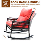 Ensemble de 3 chaises à bascule et table basse en rotin pour patio extérieur VEIKOUS avec coussins et oreillers