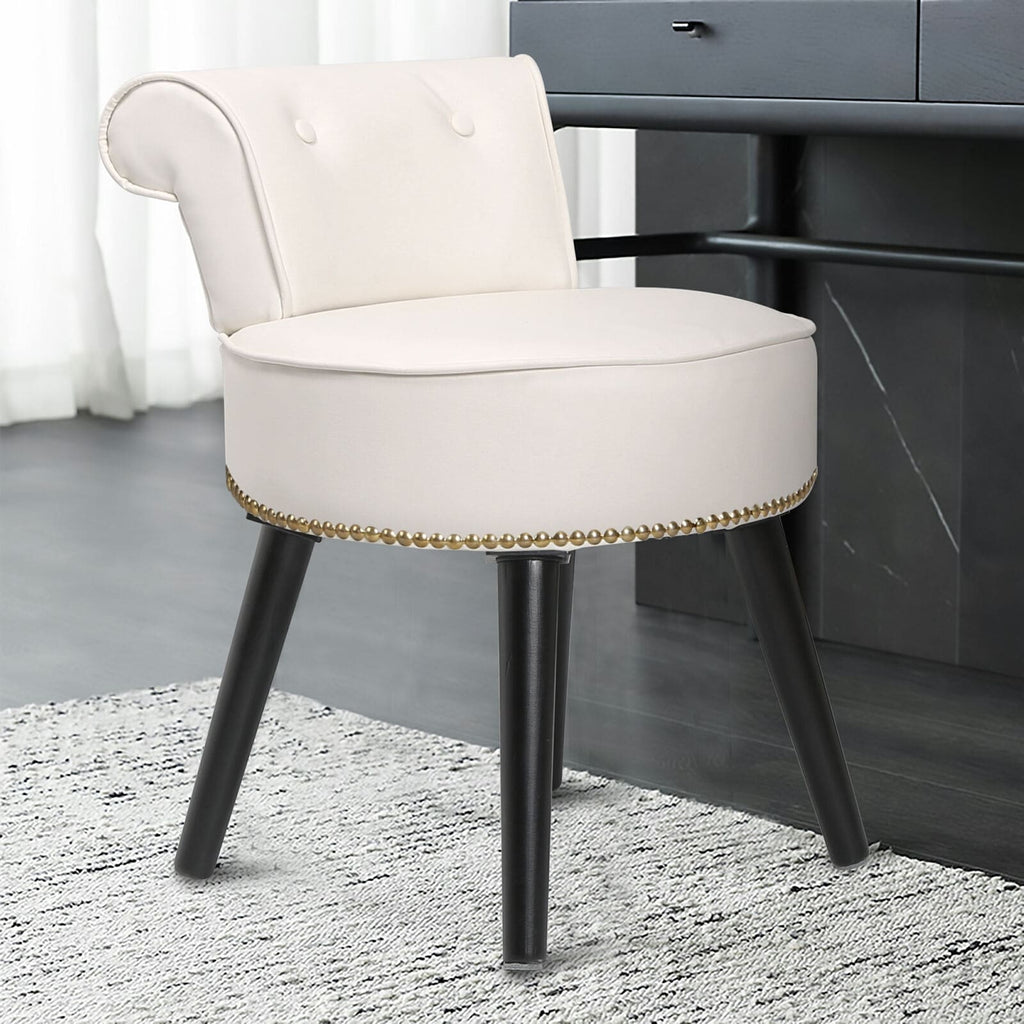 Tabouret de maquillage VEIKOUS avec dossier bas et pieds en bois - 17,3 x 15,7 x 25,1