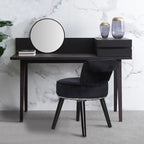Tabouret de maquillage VEIKOUS avec dossier bas et pieds en bois - 17,3 x 15,7 x 25,1