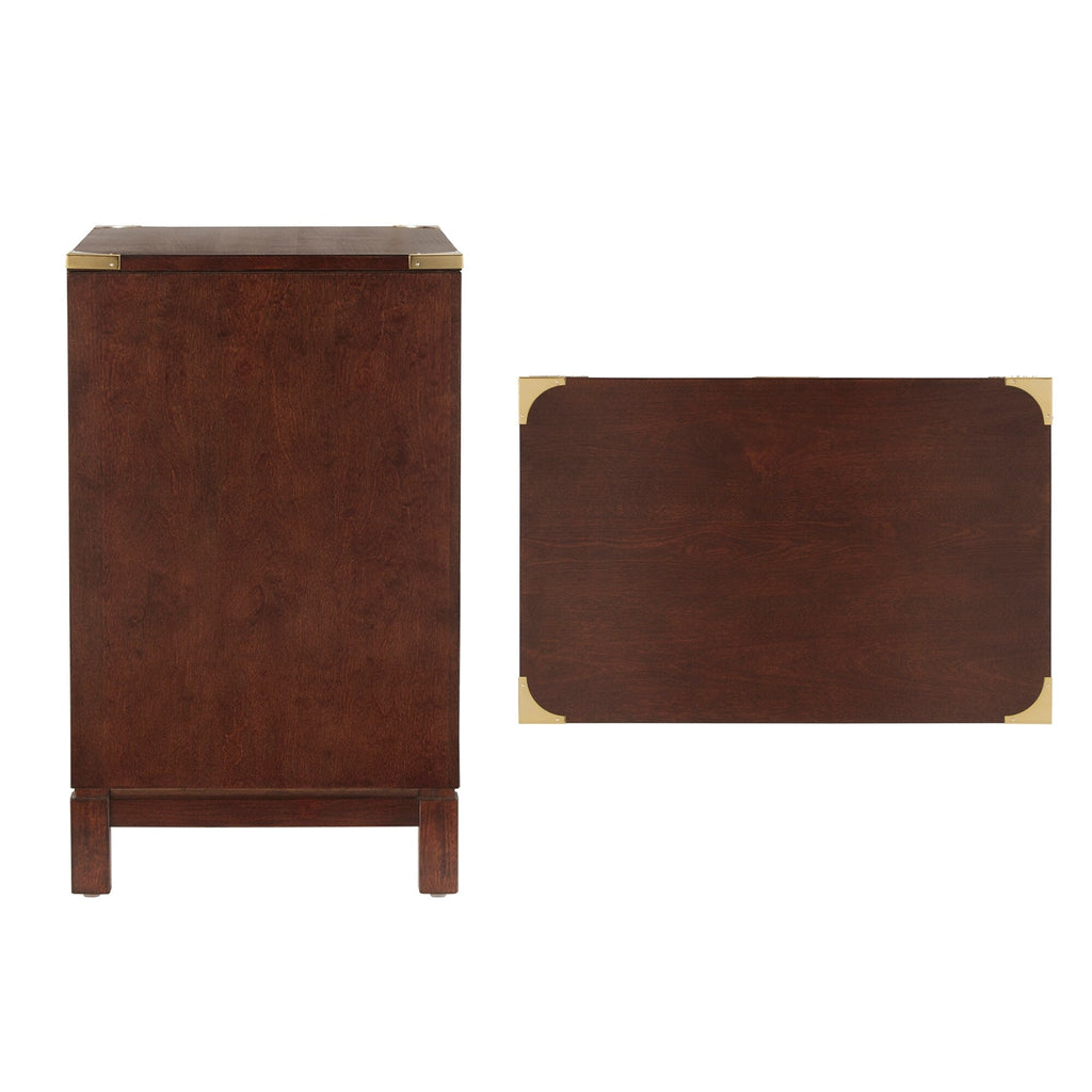 Table de chevet Valoria à 3 tiroirs avec accents dorés