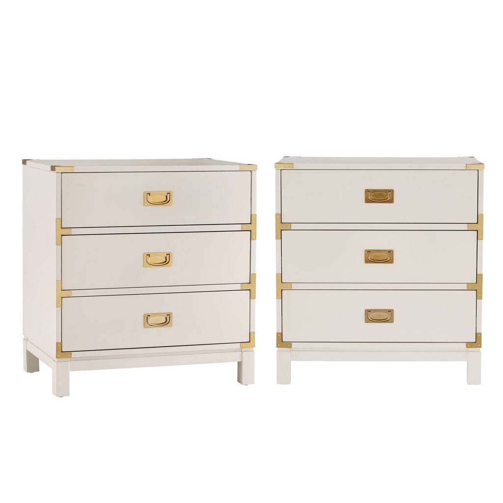 Table de chevet Valoria à 3 tiroirs avec accents dorés