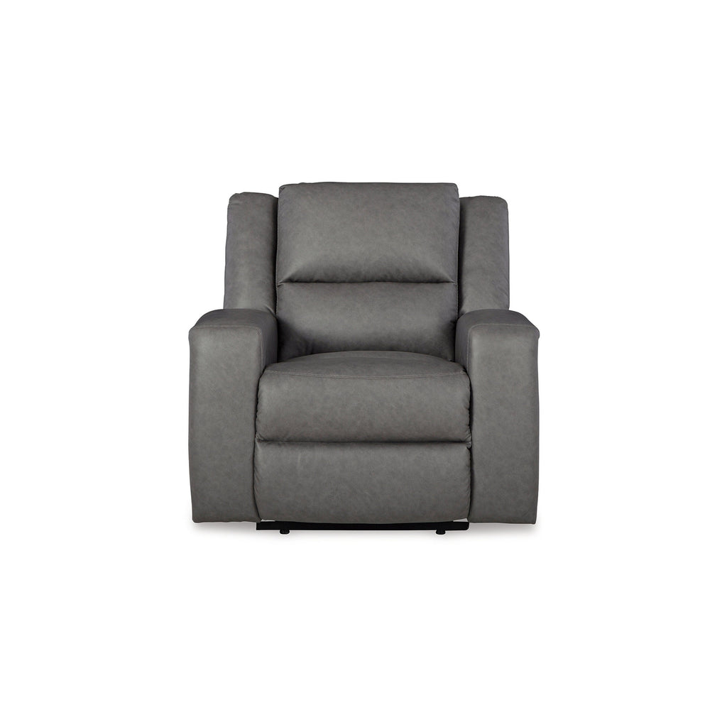 Fauteuil inclinable manuel Vance, similicuir gris, appui-tête coussiné