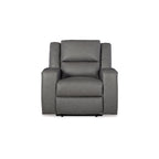 Fauteuil inclinable manuel Vance, similicuir gris, appui-tête coussiné
