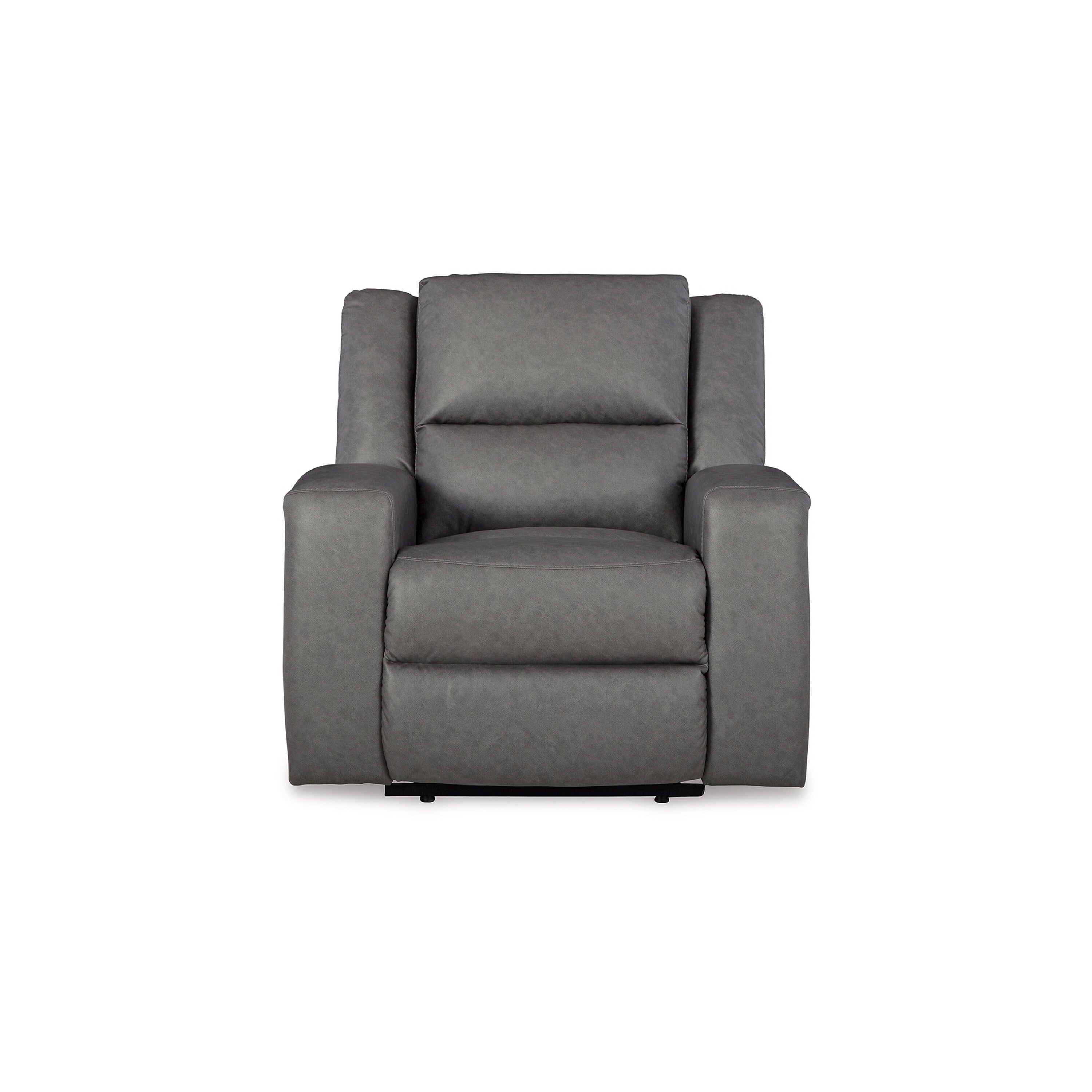 Fauteuil inclinable manuel Vance, similicuir gris, appui-tête coussiné