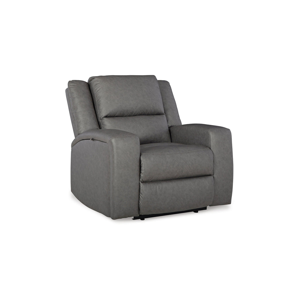 Fauteuil inclinable manuel Vance, similicuir gris, appui-tête coussiné