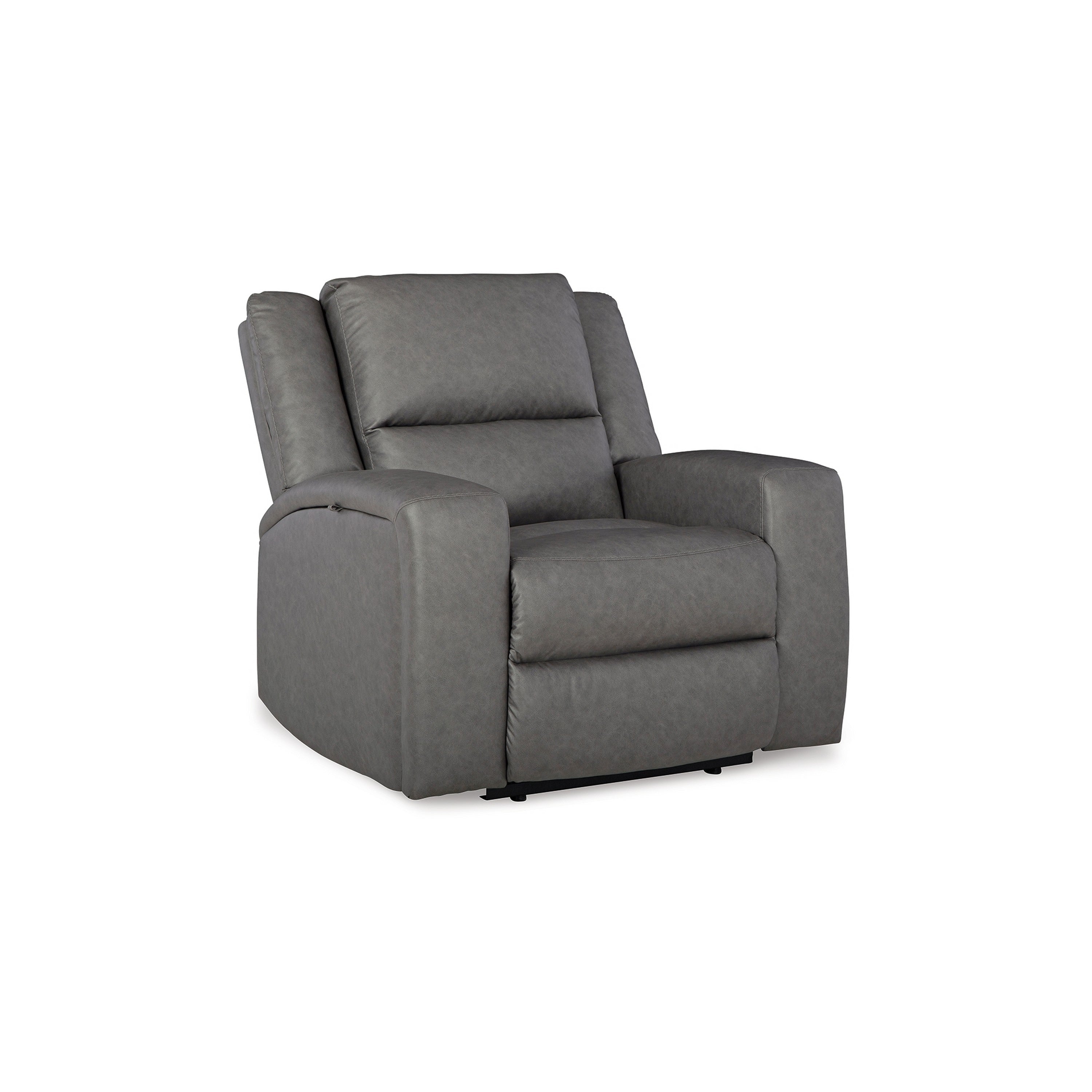 Fauteuil inclinable manuel Vance, similicuir gris, appui-tête coussiné