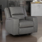 Fauteuil inclinable manuel Vance, similicuir gris, appui-tête coussiné