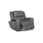 Fauteuil inclinable manuel Vance, similicuir gris, appui-tête coussiné