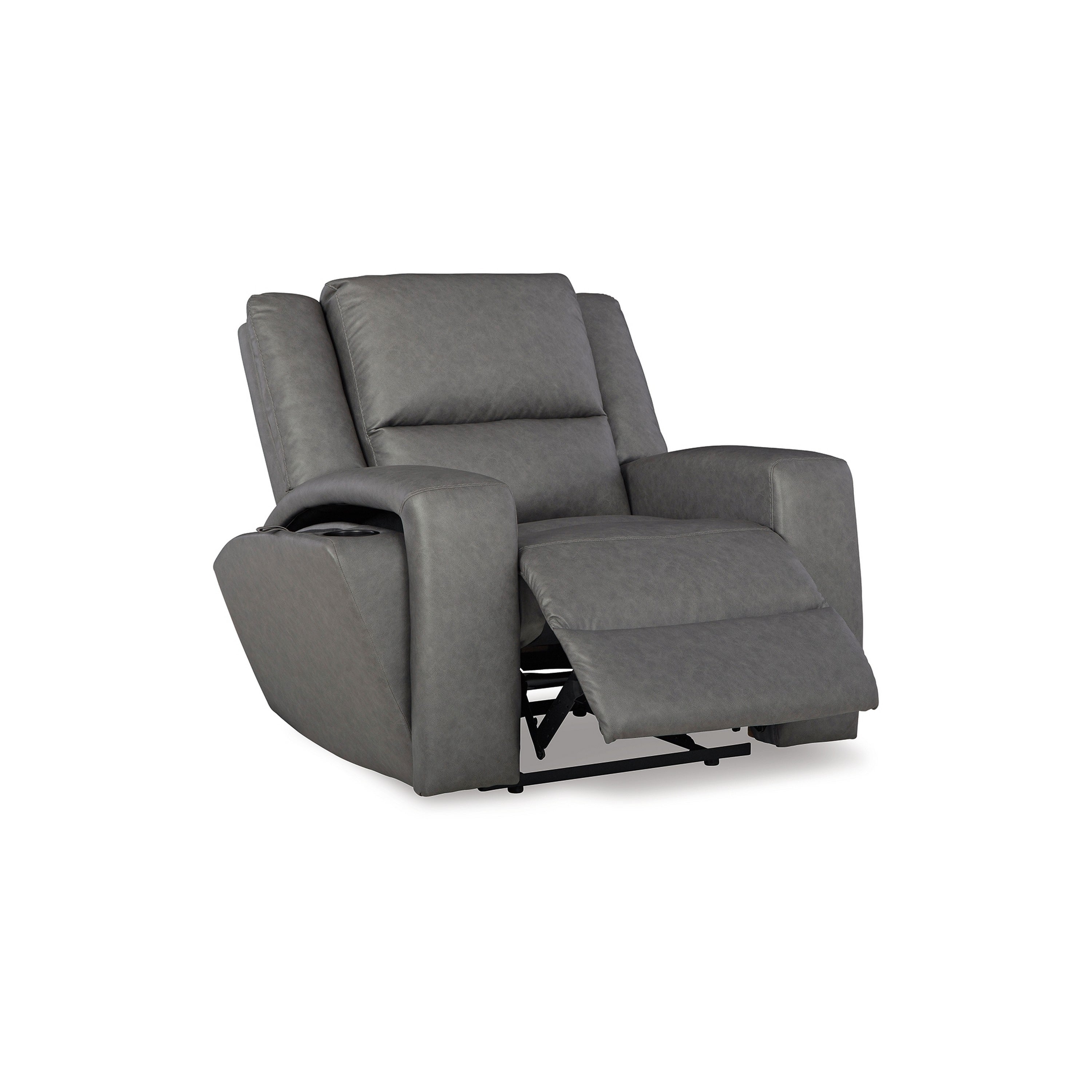 Fauteuil inclinable manuel Vance, similicuir gris, appui-tête coussiné