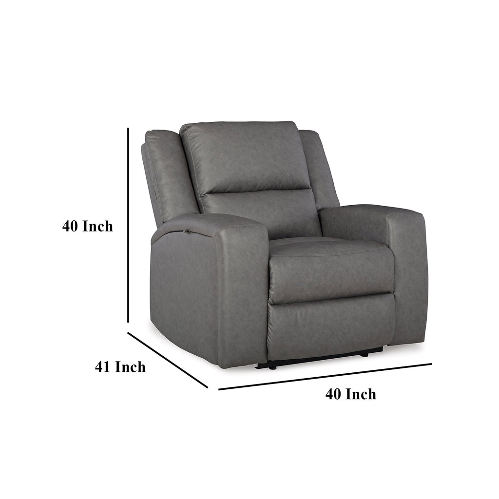 Fauteuil inclinable manuel Vance, similicuir gris, appui-tête coussiné