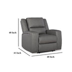 Fauteuil inclinable manuel Vance, similicuir gris, appui-tête coussiné