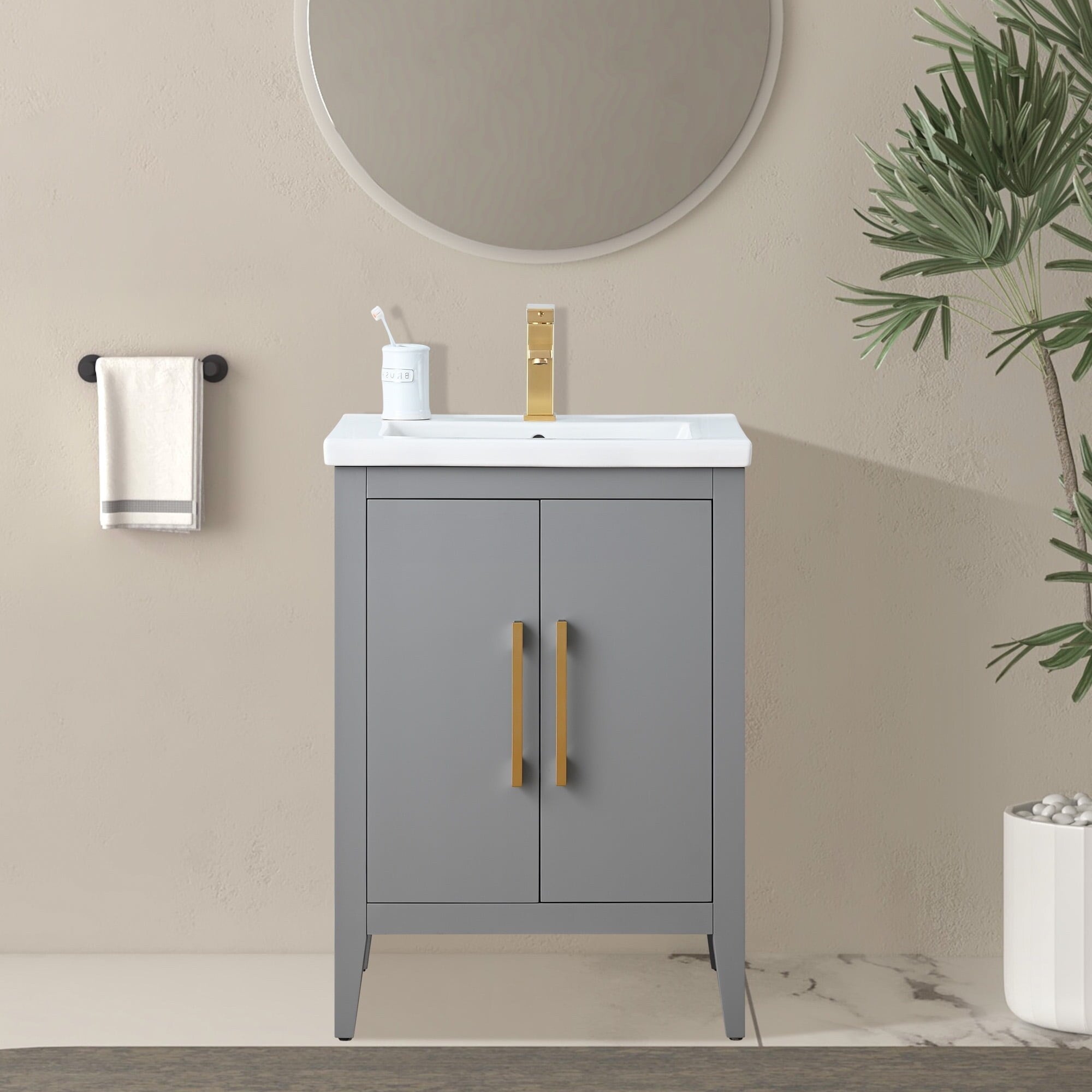 Meuble-lavabo simple Vanity Art 20, 24 ou 30 avec dessus en céramique