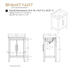 Meuble-lavabo simple Vanity Art 20, 24 ou 30 avec dessus en céramique