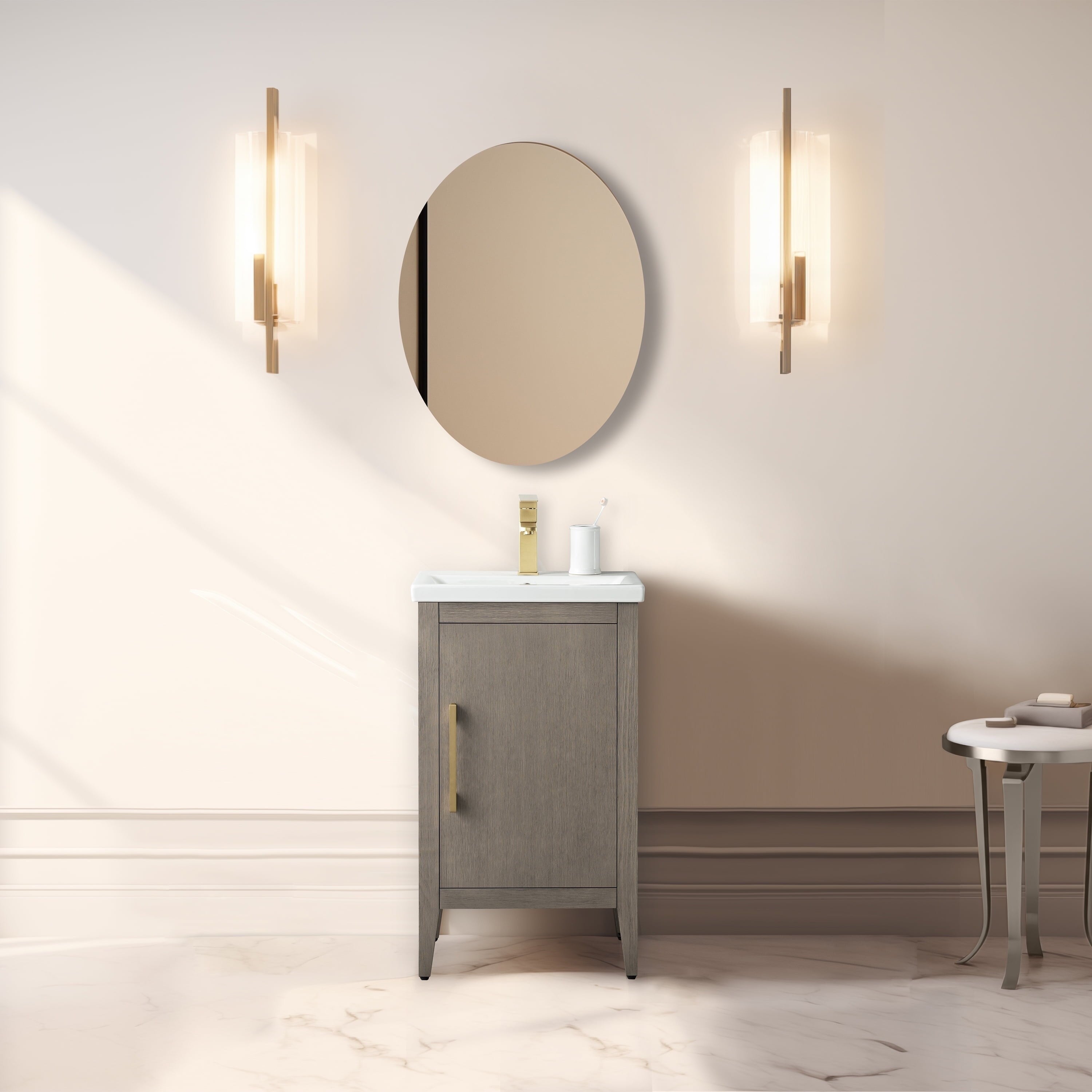 Meuble-lavabo simple Vanity Art 20, 24 ou 30 avec dessus en céramique