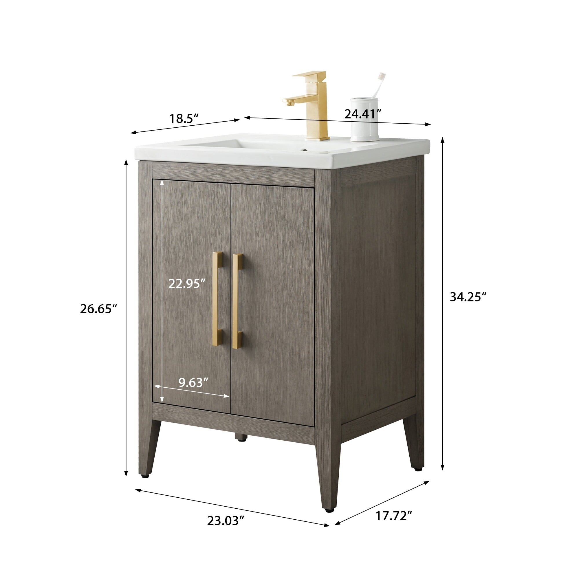 Meuble-lavabo simple Vanity Art 20, 24 ou 30 avec dessus en céramique