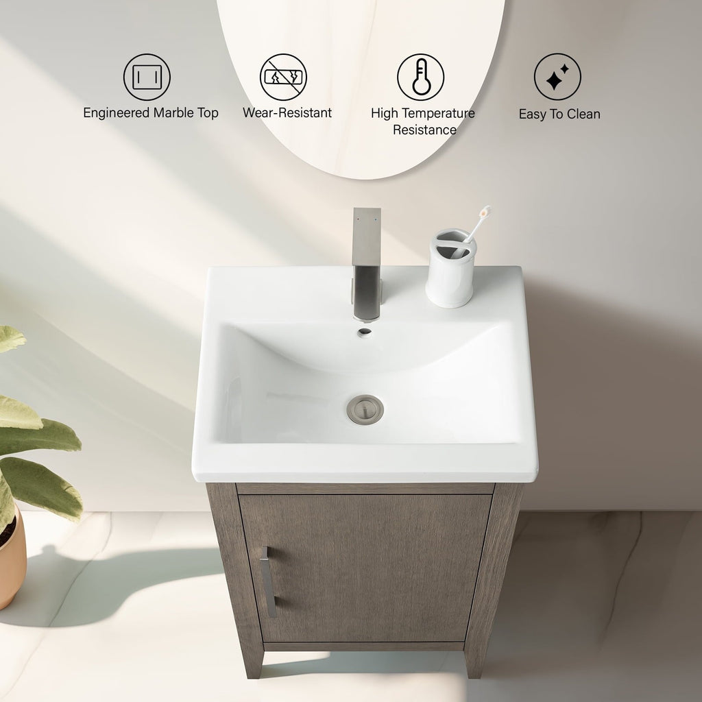 Meuble-lavabo simple Vanity Art 20, 24 ou 30 avec dessus en céramique