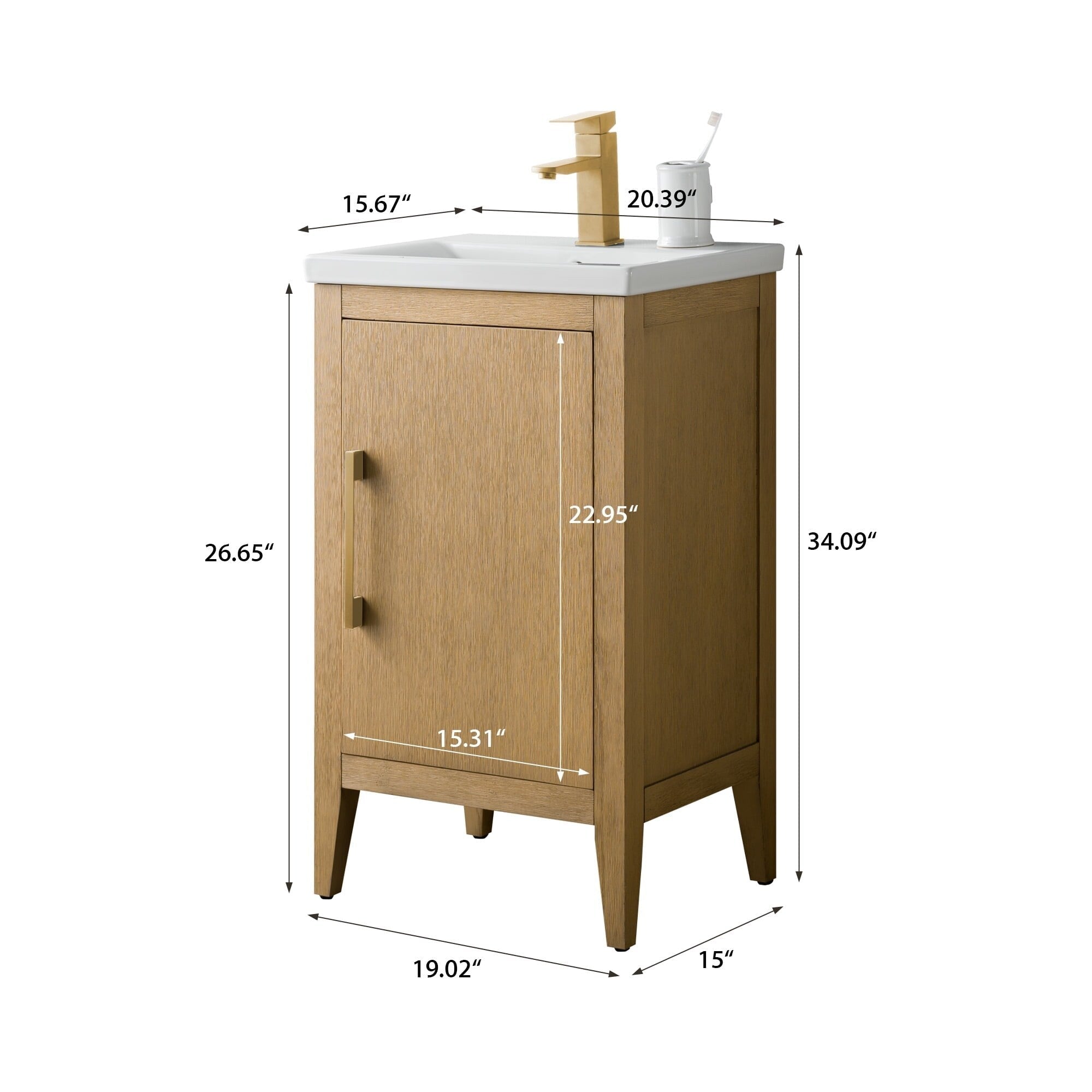 Meuble-lavabo simple Vanity Art 20, 24 ou 30 avec dessus en céramique