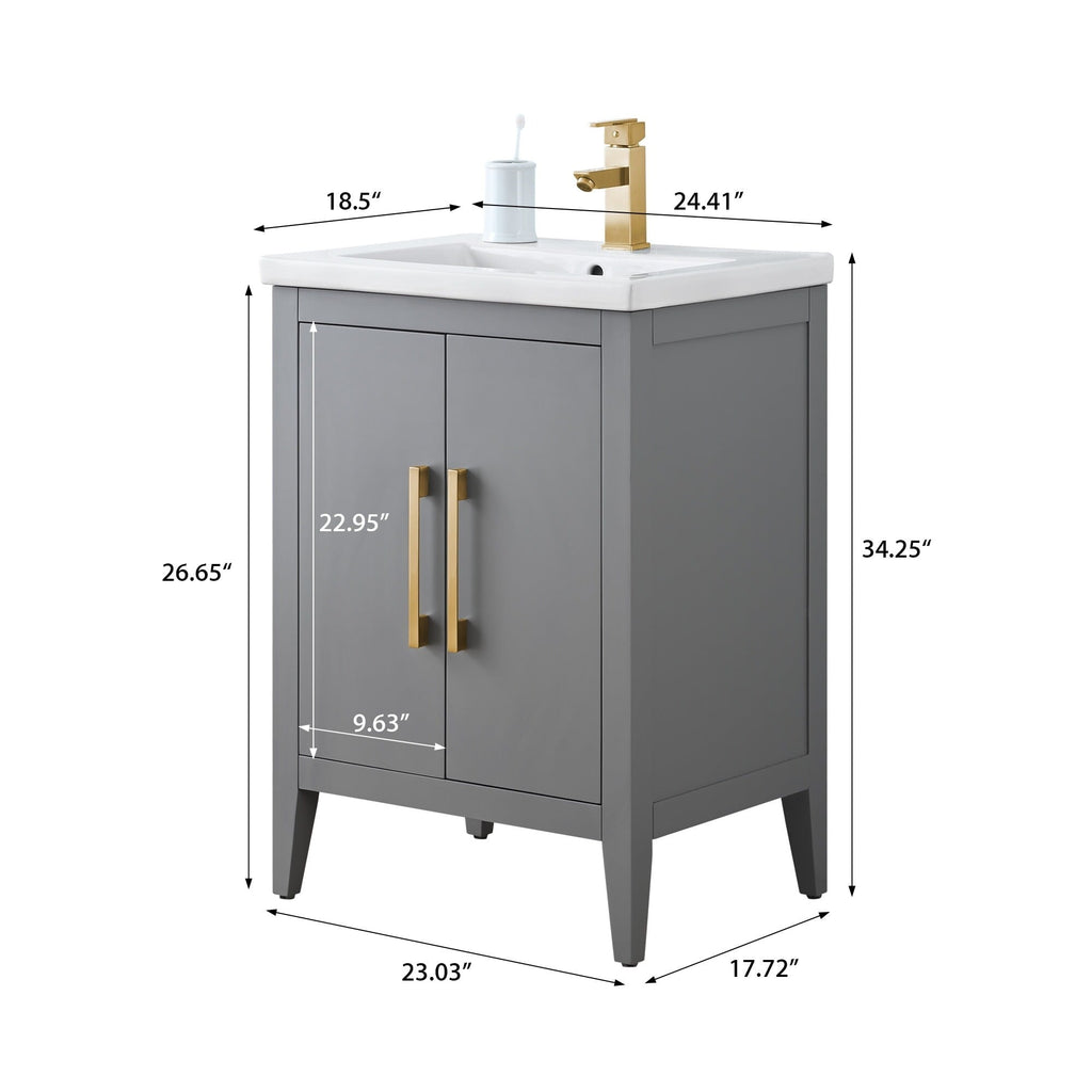 Meuble-lavabo simple Vanity Art 20, 24 ou 30 avec dessus en céramique