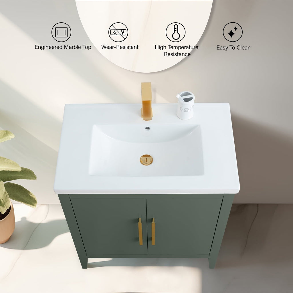 Meuble-lavabo simple Vanity Art 20, 24 ou 30 avec dessus en céramique