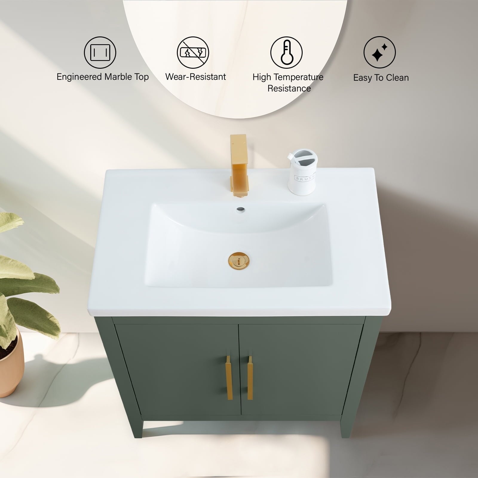 Meuble-lavabo simple Vanity Art 20, 24 ou 30 avec dessus en céramique