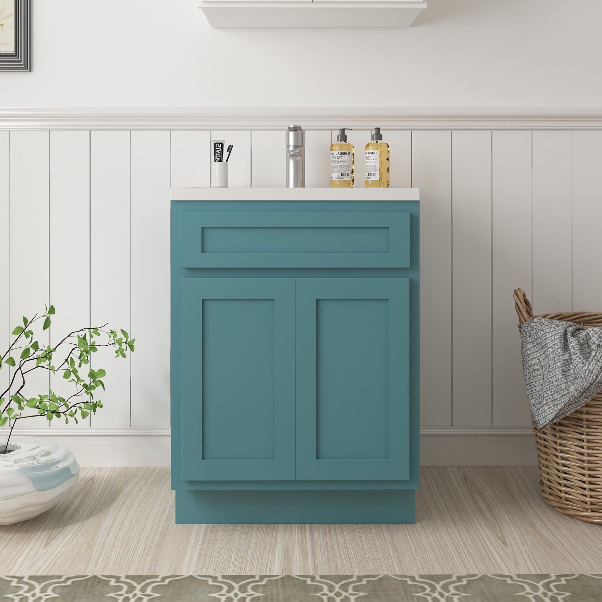 Meuble-lavabo simple en bois massif de 24 pouces de Vanity Art