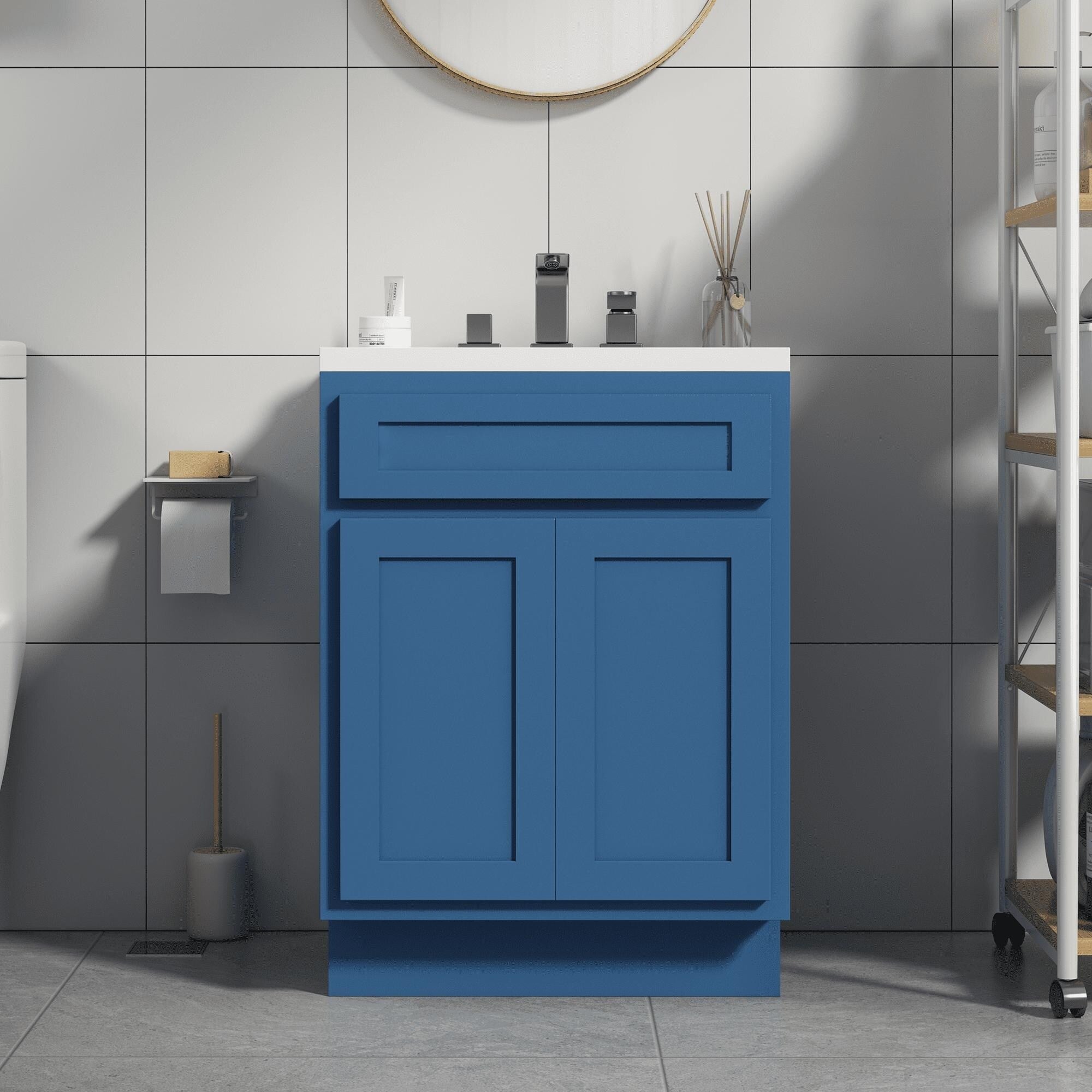 Meuble-lavabo simple en bois massif de 24 pouces de Vanity Art