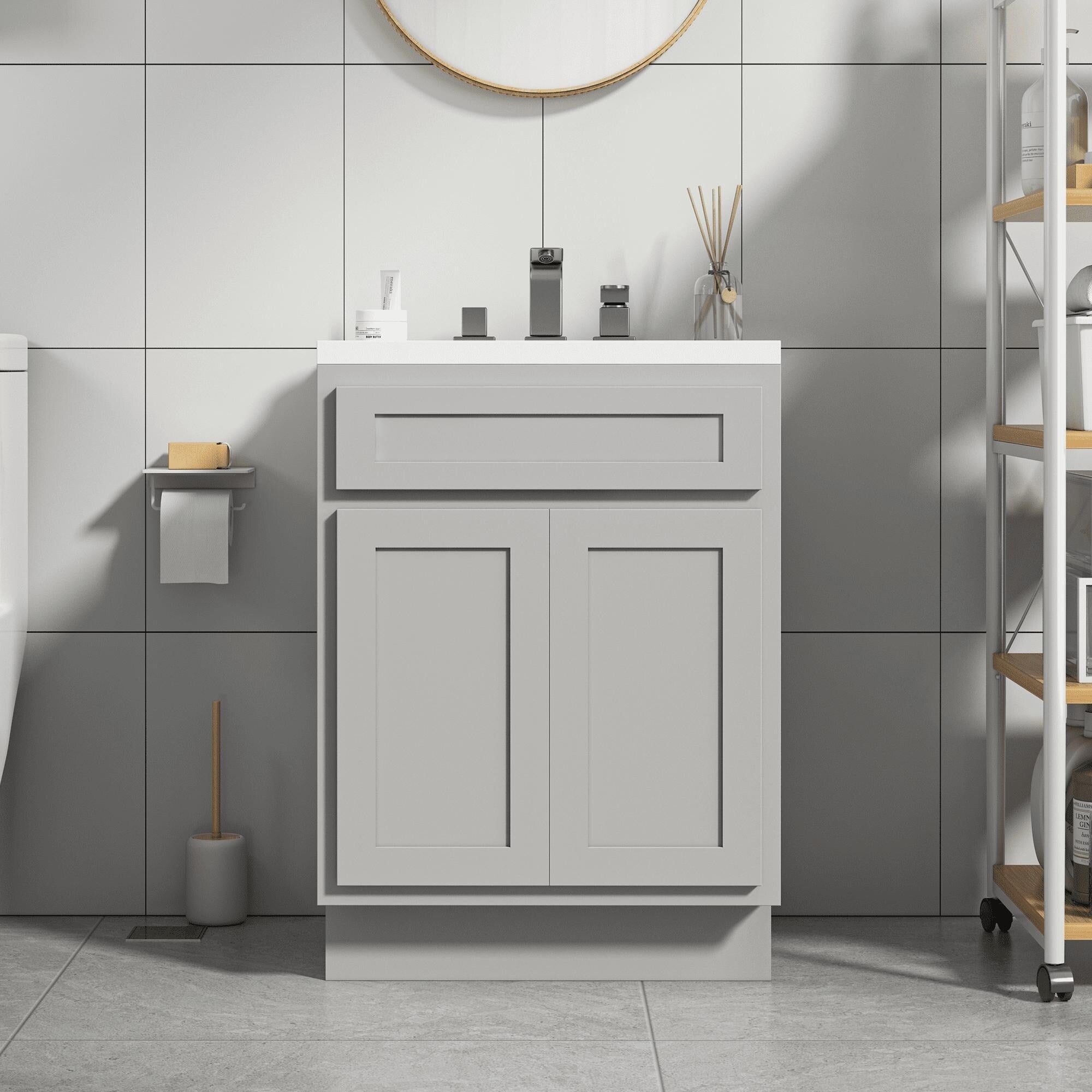 Meuble-lavabo simple en bois massif de 24 pouces de Vanity Art