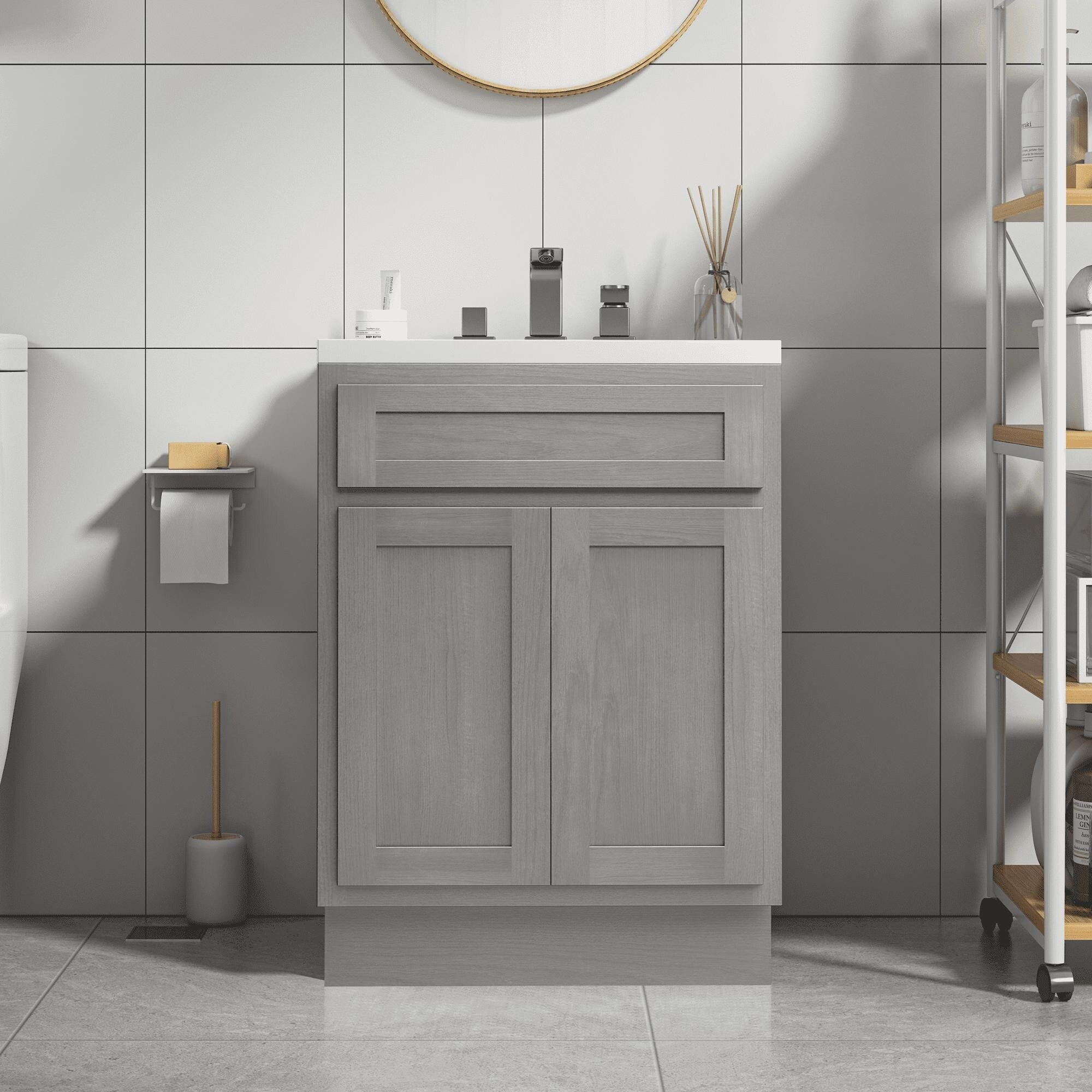 Meuble-lavabo simple en bois massif de 24 pouces de Vanity Art