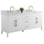 Meuble-lavabo double vasque Vanity Art 72 avec dessus en marbre reconstitué