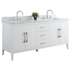 Meuble-lavabo double vasque Vanity Art 72 avec dessus en marbre reconstitué