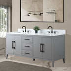 Meuble-lavabo double vasque Vanity Art 72 avec dessus en marbre reconstitué