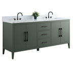 Meuble-lavabo double vasque Vanity Art 72 avec dessus en marbre reconstitué
