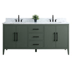 Meuble-lavabo double vasque Vanity Art 72 avec dessus en marbre reconstitué
