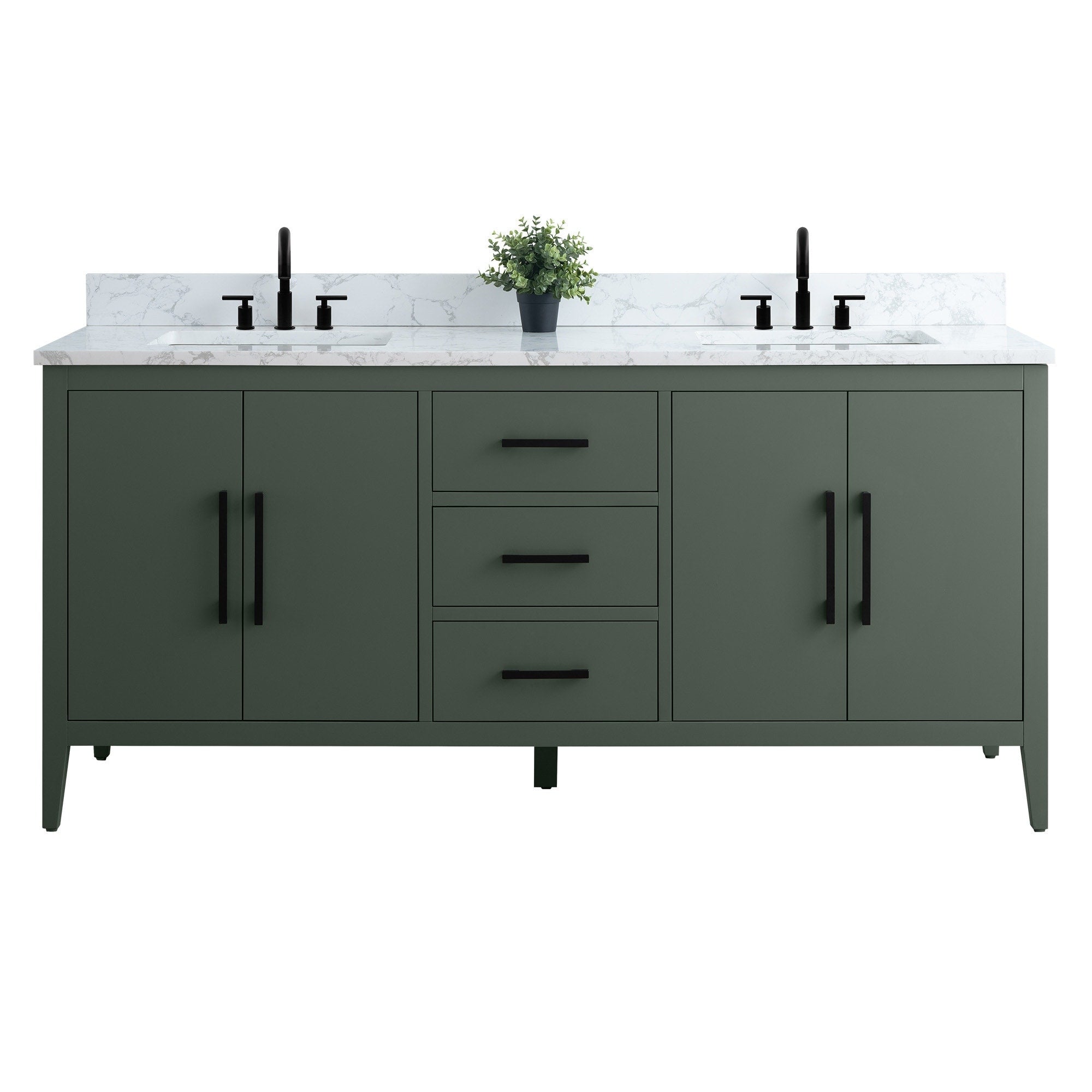 Meuble-lavabo double vasque Vanity Art 72 avec dessus en marbre reconstitué