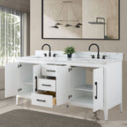 Meuble-lavabo double vasque Vanity Art 72 avec dessus en marbre reconstitué