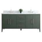 Meuble-lavabo double vasque Vanity Art 72 avec dessus en marbre reconstitué