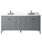 Meuble-lavabo double vasque Vanity Art 72 avec dessus en marbre reconstitué