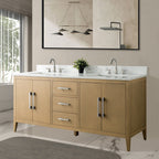 Meuble-lavabo double vasque Vanity Art 72 avec dessus en marbre reconstitué